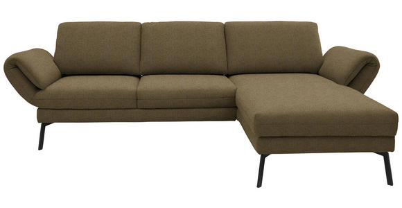 ECKSOFA  in Flachgewebe Khaki  255-365/175-224 cm  - Khaki/Schwarz, Design, Textil/Metall (255-365/175-224cm) - Dieter Knoll