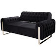 2-SITZER-SOFA  in Velours Schwarz  - Goldfarben/Schwarz, KONVENTIONELL, Textil/Metall (194/90/97cm) - Carryhome