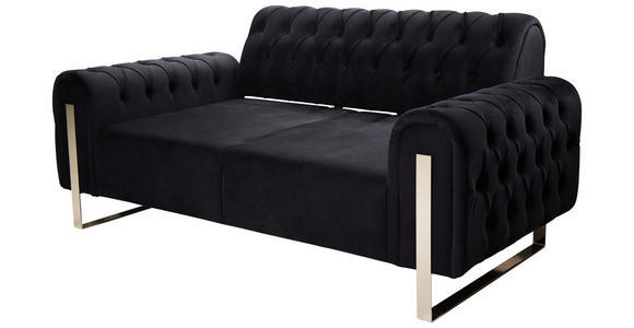 2-SITZER-SOFA  in Velours Schwarz  - Goldfarben/Schwarz, KONVENTIONELL, Textil/Metall (194/90/97cm) - Carryhome