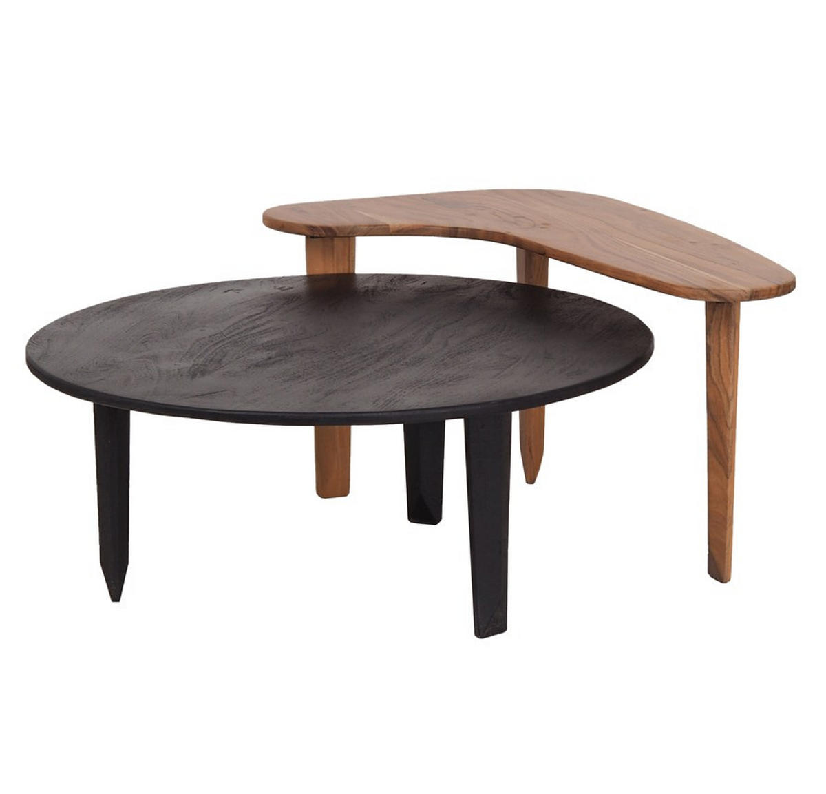COUCHTISCH Akazie massiv 80/40/50 cm Naturfarben, Schwarz  - Schwarz/Naturfarben, KONVENTIONELL, Holz (80/40/50cm) - Livetastic