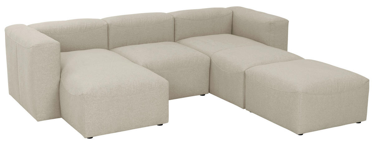 WOHNLANDSCHAFT Creme Flachgewebe  - Creme, Design, Kunststoff/Textil (160/275/235cm) - Max Winzer
