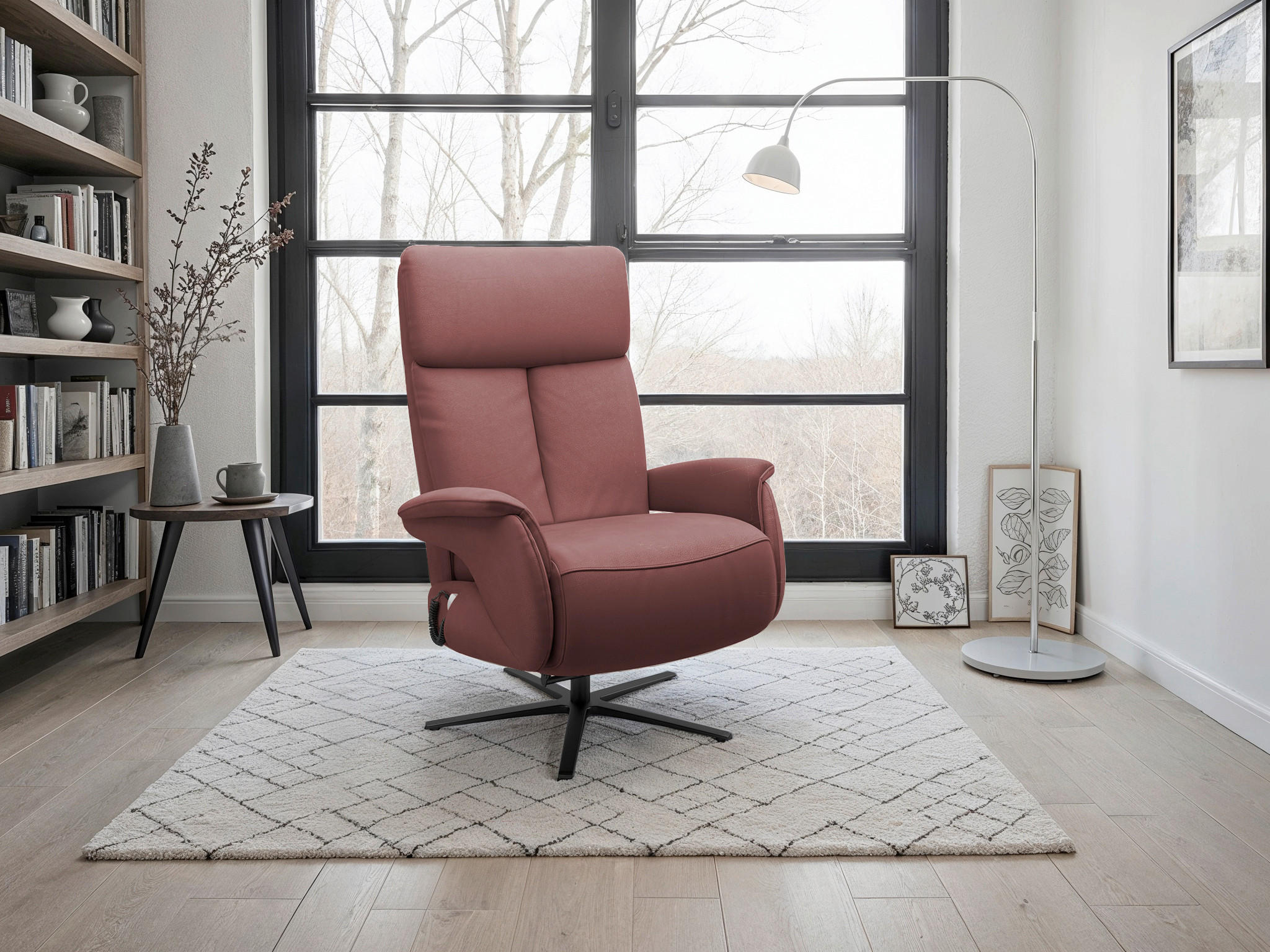 Sit & More RELAXAČNÍ KŘESLO, kůže, červenohnědá