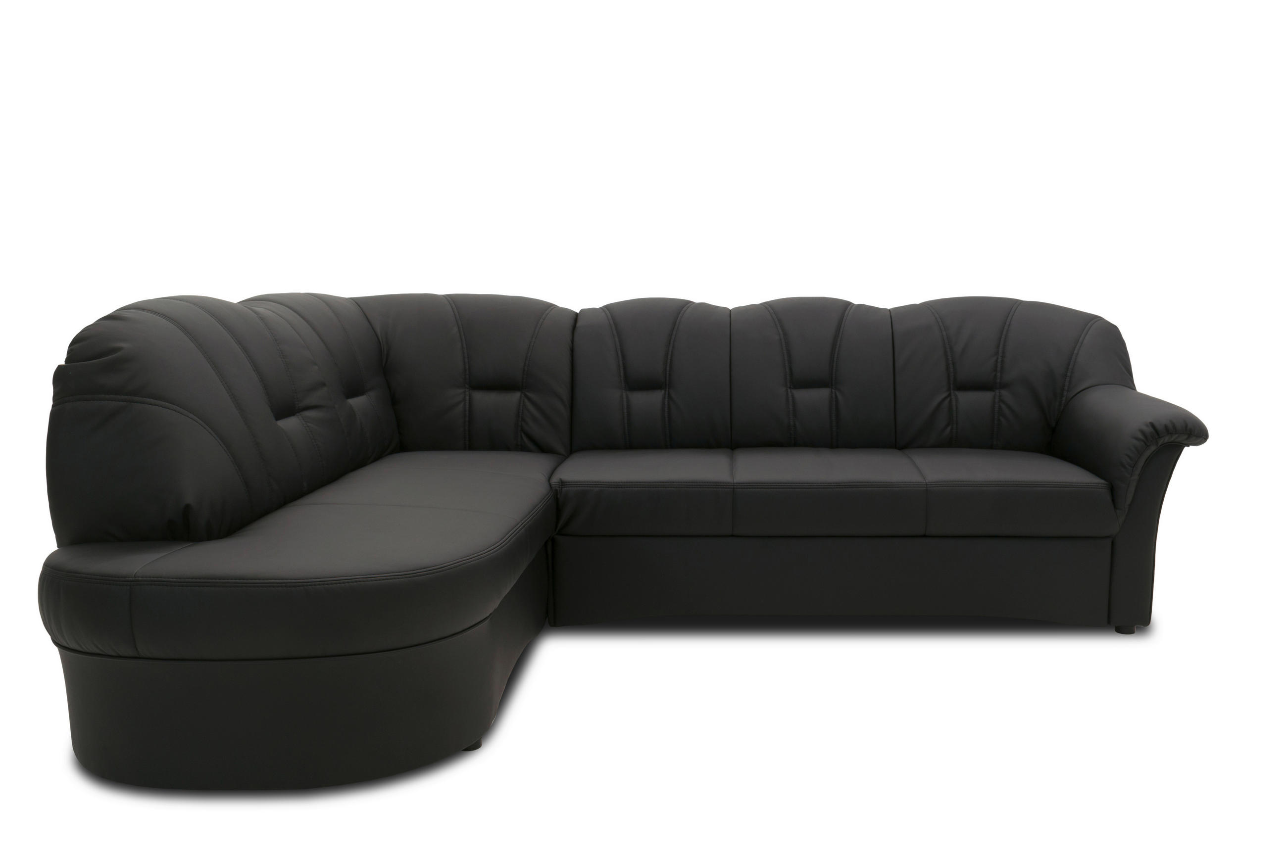 ECKSOFA in Lederlook Schwarz  180/243 cm  - Schwarz, KONVENTIONELL, Kunststoff/Textil (180/243cm) - MID.YOU