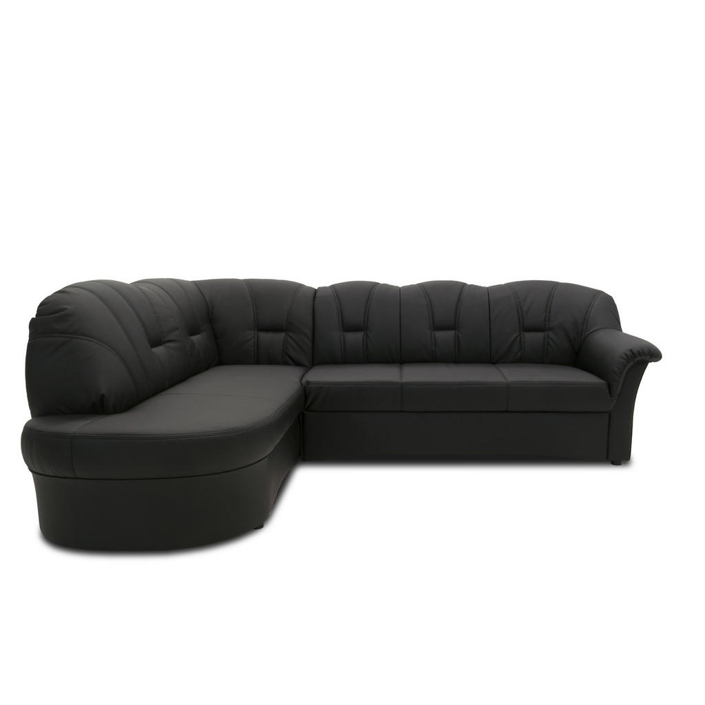 Ecksofa mit Bettfunktion Papenburg Schwarz Lederlook