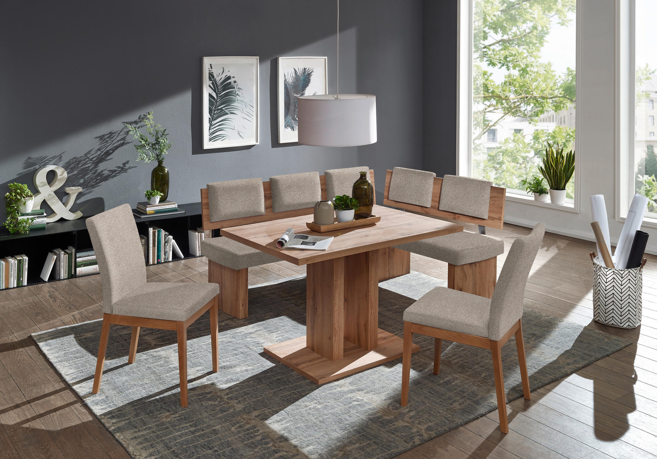 ECKBANK 180/140 cm  in Eichefarben, Hellbraun  - Hellbraun/Eichefarben, KONVENTIONELL, Holzwerkstoff/Textil (180/140cm) - Cantus