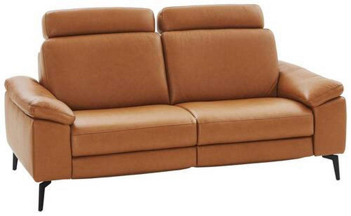2,5-SITZER in Leder Cognac  - Cognac/Schwarz, Design, Leder/Metall (196/88/100cm) - Valdera