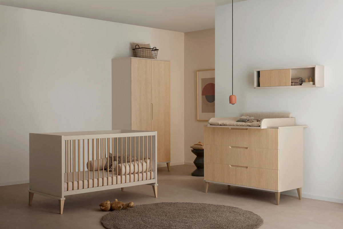 BABYKLEIDERSCHRANK Jonte Eichefarben, Beige  - Eichefarben/Beige, Basics, Holzwerkstoff (95/207/56cm) - Paidi