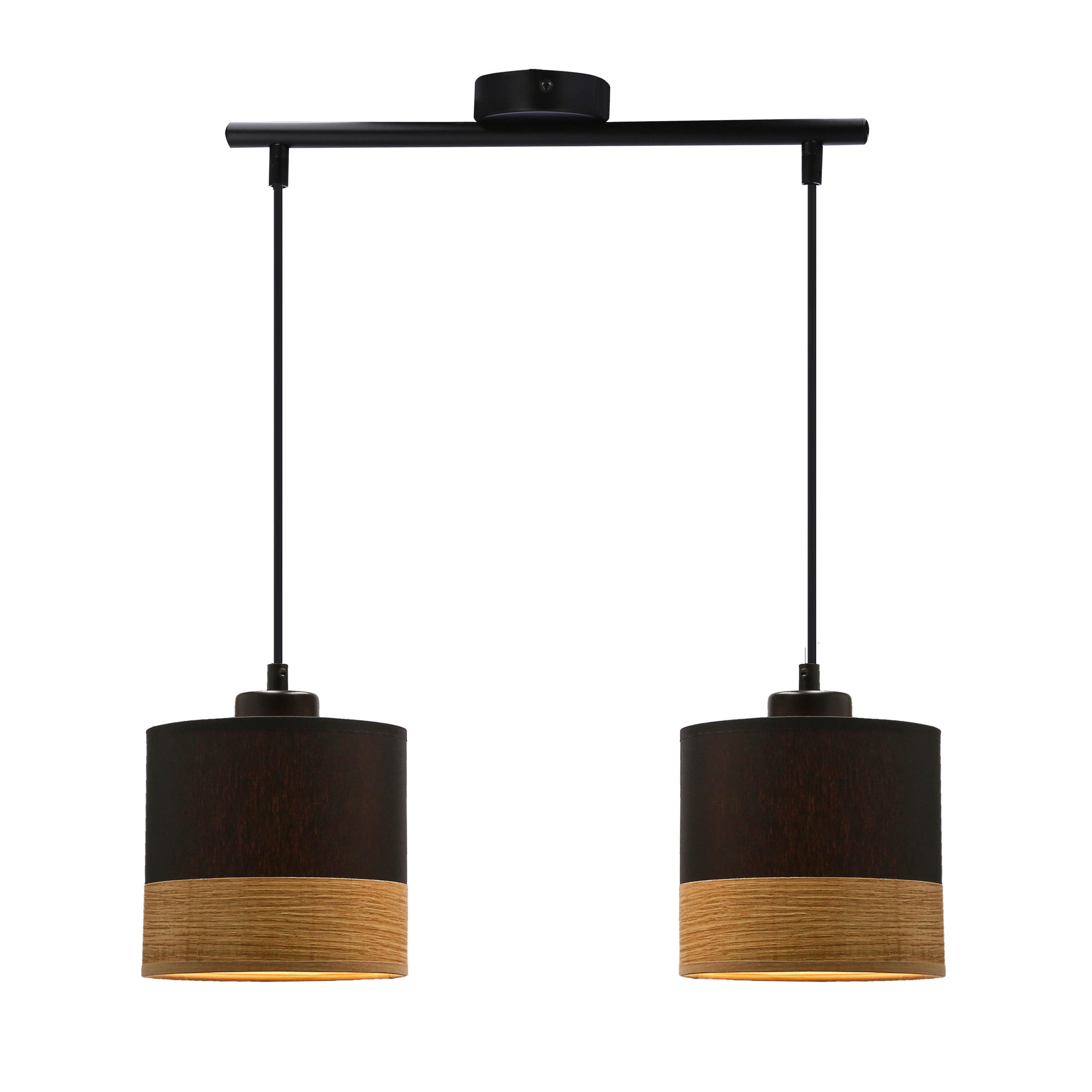 PENDELLEUCHTE Porto 48/15/115 cm  - Eichefarben/Schwarz, Natur, Textil/Metall (48/15/115cm)