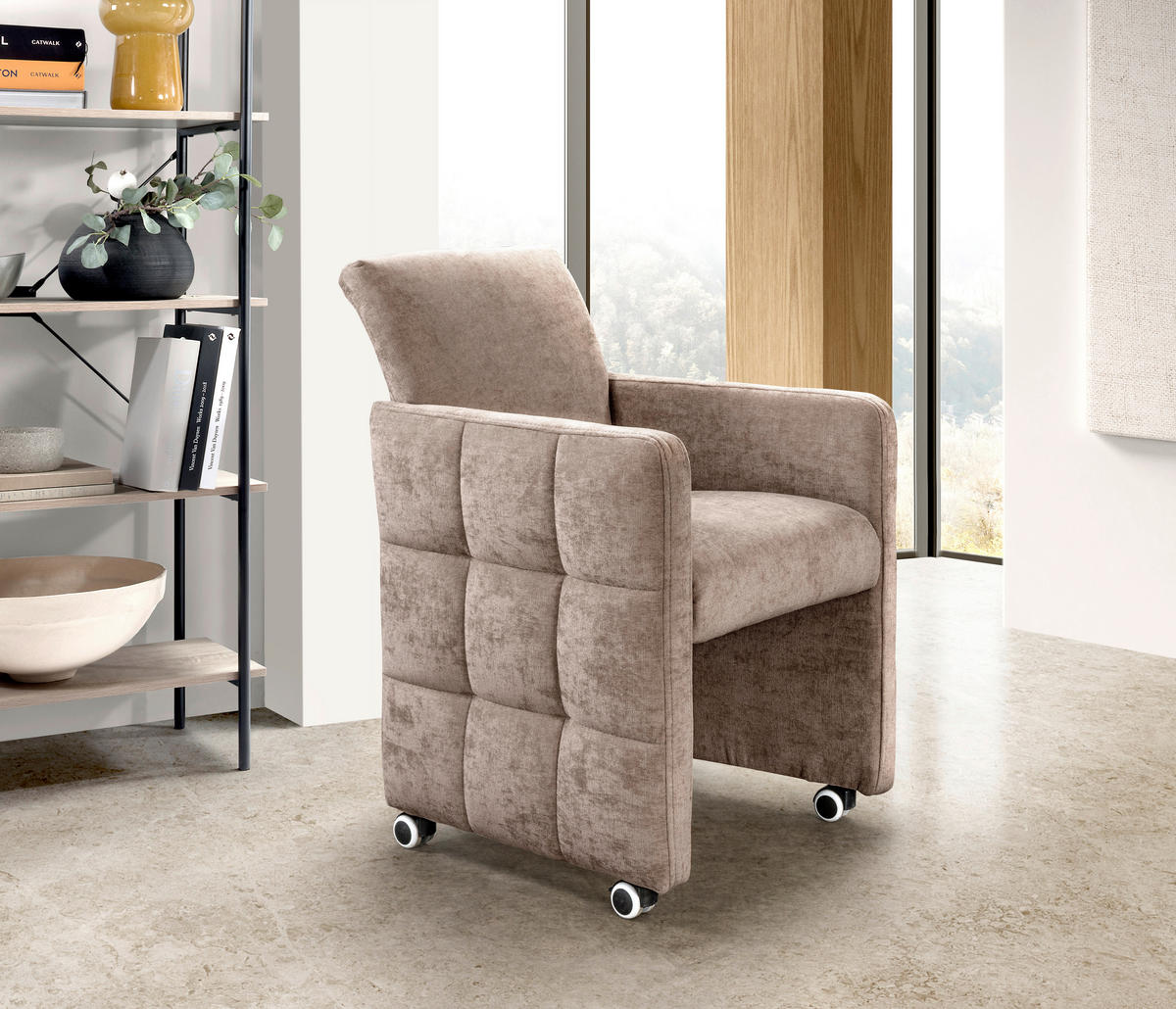 STOLICA S NASLONOM ZA RUKE  bež  drvo, tekstil, drvni materijal      - bež, Moderno, drvni materijal/drvo (64/90/72cm) - Livetastic