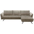 ECKSOFA in Mikrofaser Hellbraun  285/178 cm  - Hellbraun/Schwarz, KONVENTIONELL, Textil/Metall (285/178cm) - Carryhome
