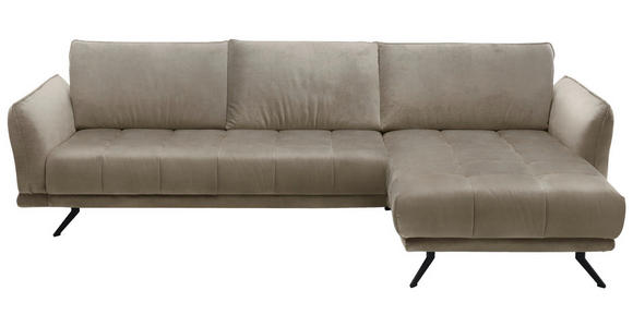 ECKSOFA in Mikrofaser Hellbraun  285/178 cm  - Hellbraun/Schwarz, KONVENTIONELL, Textil/Metall (285/178cm) - Carryhome