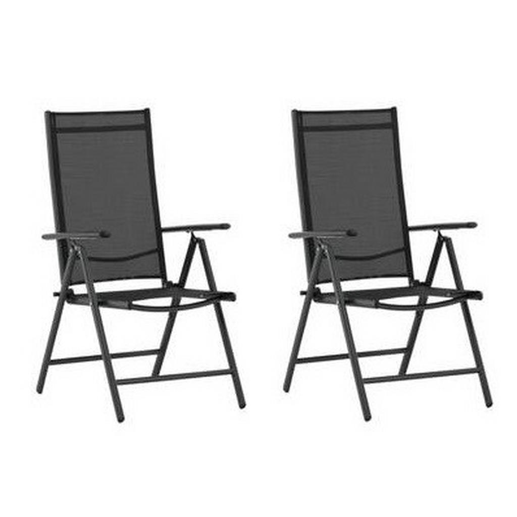 Thumbnail - Gardenson Gartenstuhl-Set, Schwarz, Metall, Textil, eckig, 55x108x62 cm, klappbar, inklusive Armlehnen, Gartenmöbel, Gar...