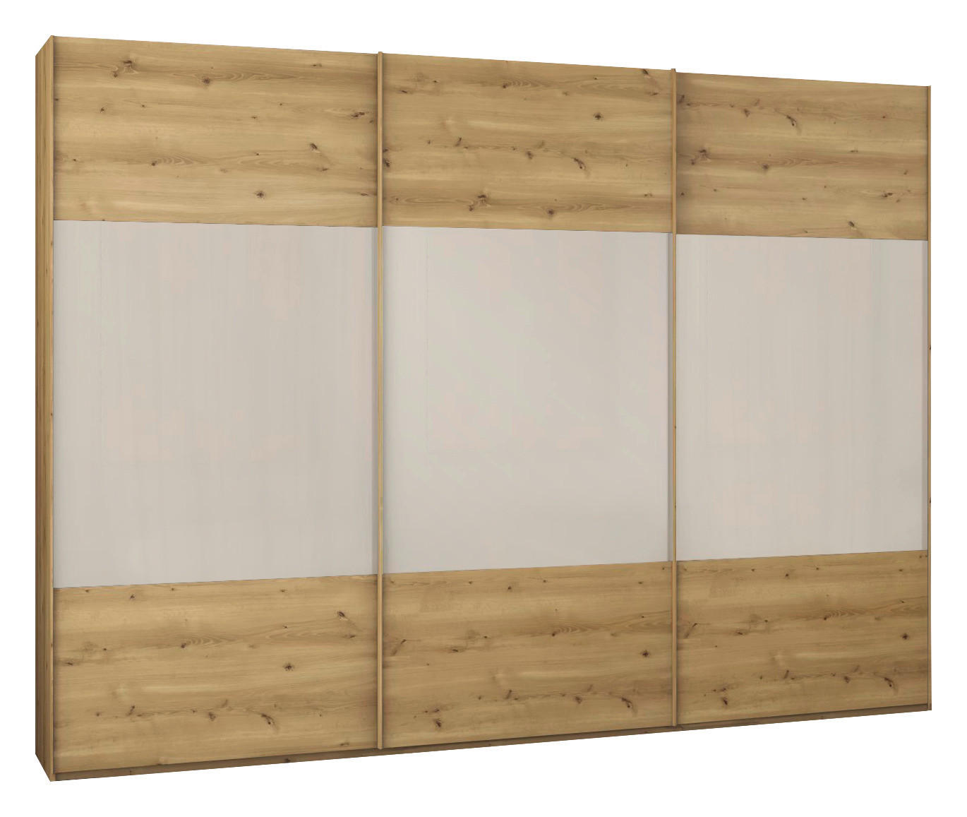SCHWEBETÜRENSCHRANK 300/223/68 cm 3 Tür(en)-türig Eichefarben, Champagner  - Champagner/Eichefarben, Design, Glas/Holz (300/223/68cm) - Novel