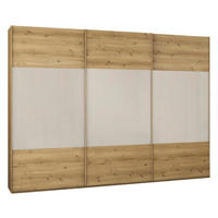 SCHWEBETÜRENSCHRANK 300/223/68 cm 3 Tür(en)-türig Eichefarben, Champagner  - Champagner/Eichefarben, Design, Glas/Holz (300/223/68cm) - Novel