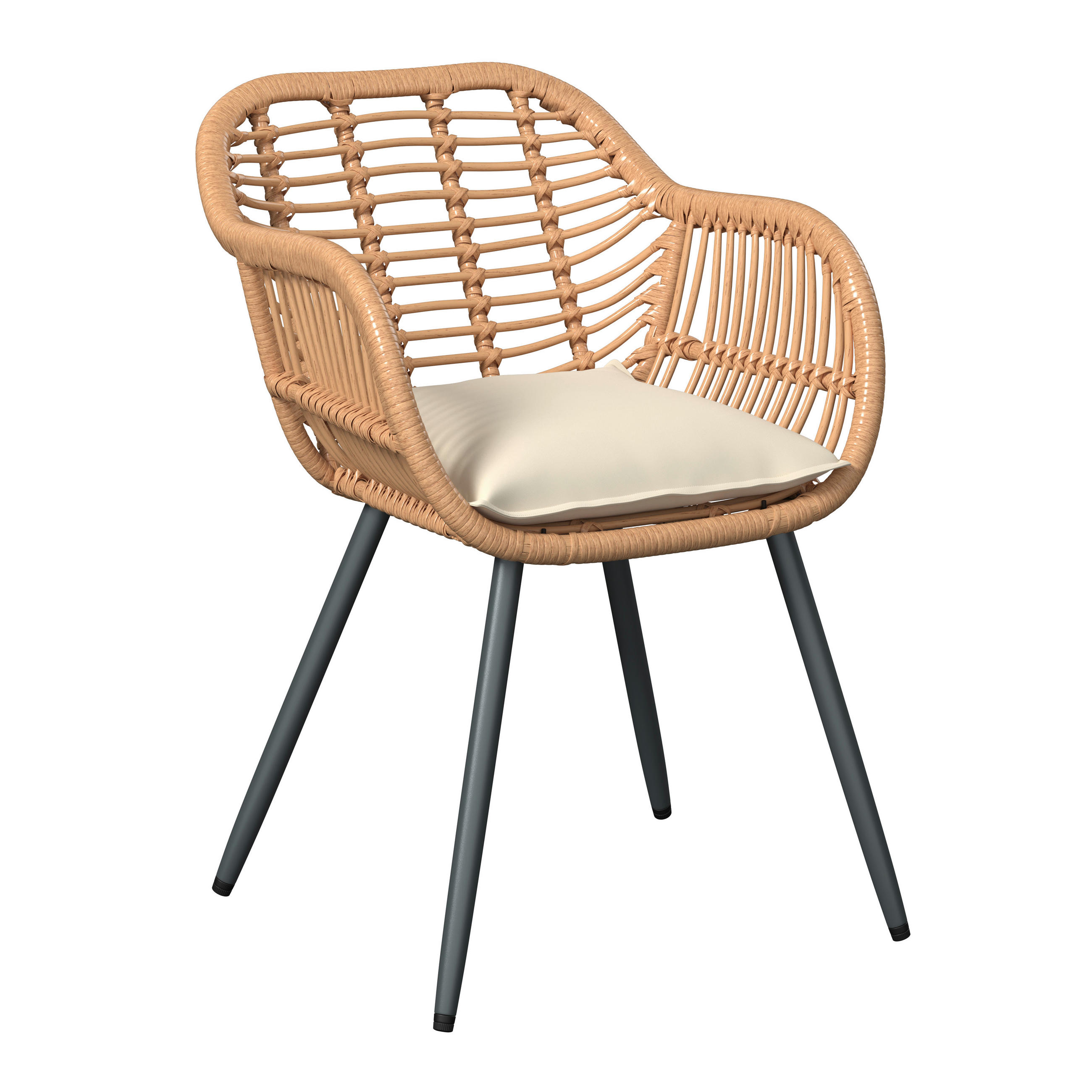 GARTENSTUHL Metall, Kunststoff, Textil Grau, Naturfarben, Beige  - Beige/Naturfarben, MODERN, Kunststoff/Textil (56l) - Ambia Garden