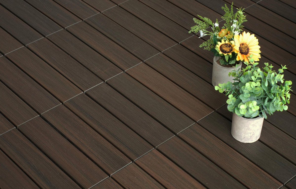 TERRASSENFLIESE Braun 11 Stück  - Braun, Basics, Holzwerkstoff (30/30/2,4cm) - Ambia Garden
