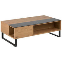 DOHÁNYZÓASZTAL fém, Üveg, faalapú anyag 110/60/35 cm   - fekete/tölgyfa, Design, faalapú anyag/Üveg (110/60/35cm) - Livetastic