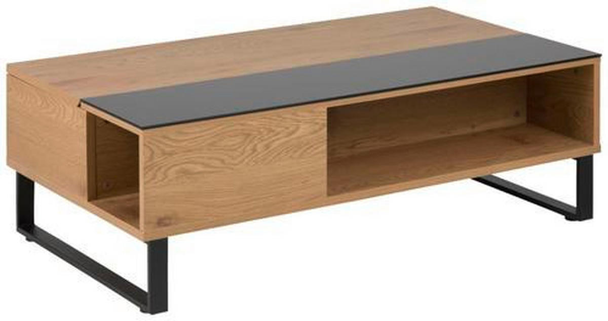 DOHÁNYZÓASZTAL fém, Üveg, faalapú anyag 110/60/35 cm   - fekete/tölgyfa, Design, faalapú anyag/Üveg (110/60/35cm) - Livetastic