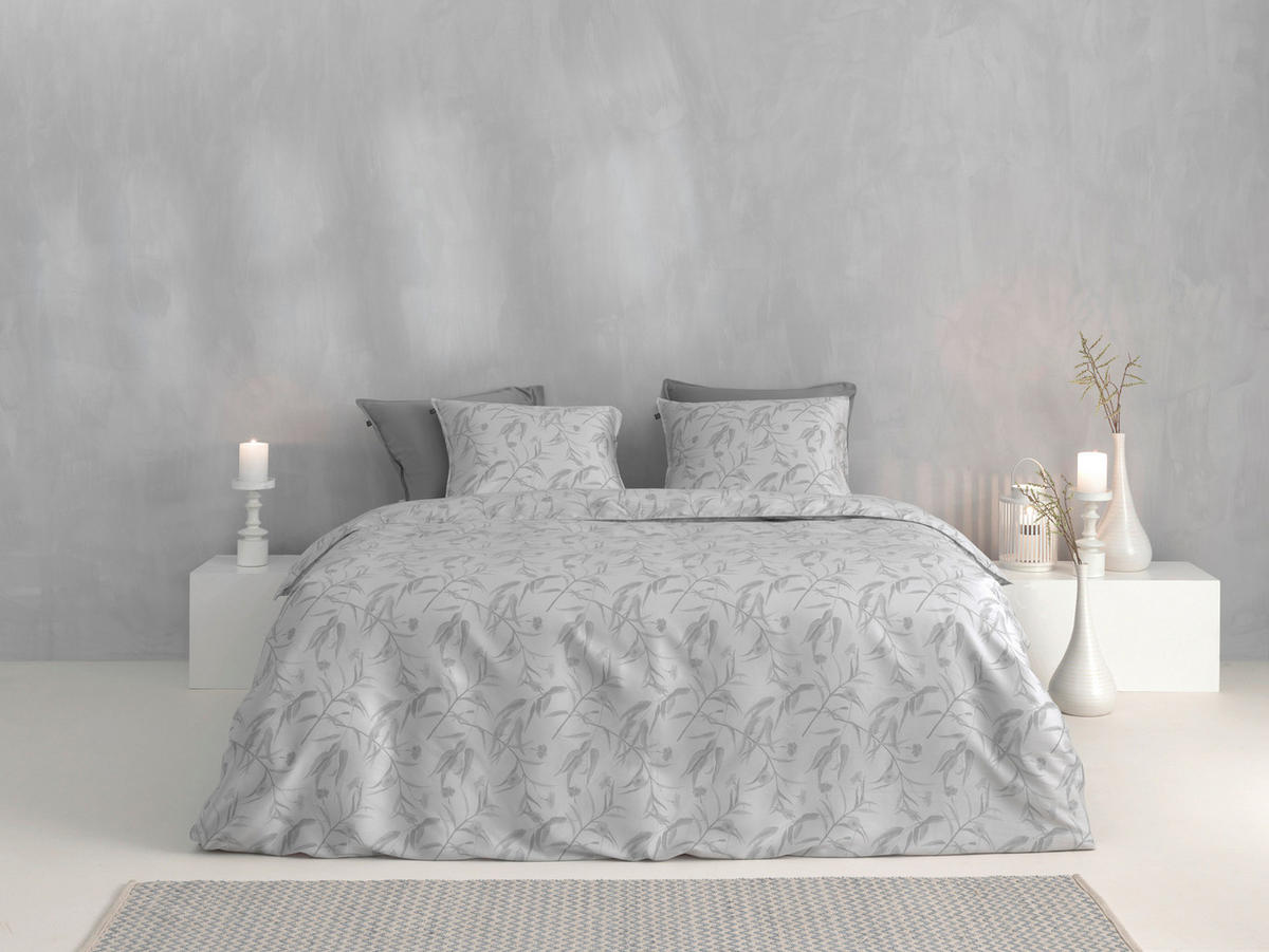 BETTWÄSCHE Fiori-di-Satinado Makosatin 155/220 cm  - Hellgrau, Basics, Textil (155/220cm)