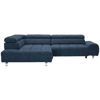 ECKSOFA  in Webstoff Dunkelblau  201/295 cm  - Dunkelgrau/Silberfarben, Design, Textil/Metall (201/295cm) - Hom`in