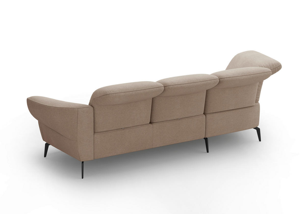 ECKSOFA DANCE E Beige Mikrofaser  - Beige/Schwarz, MODERN, Textil/Metall (208/313cm) - Sit & More