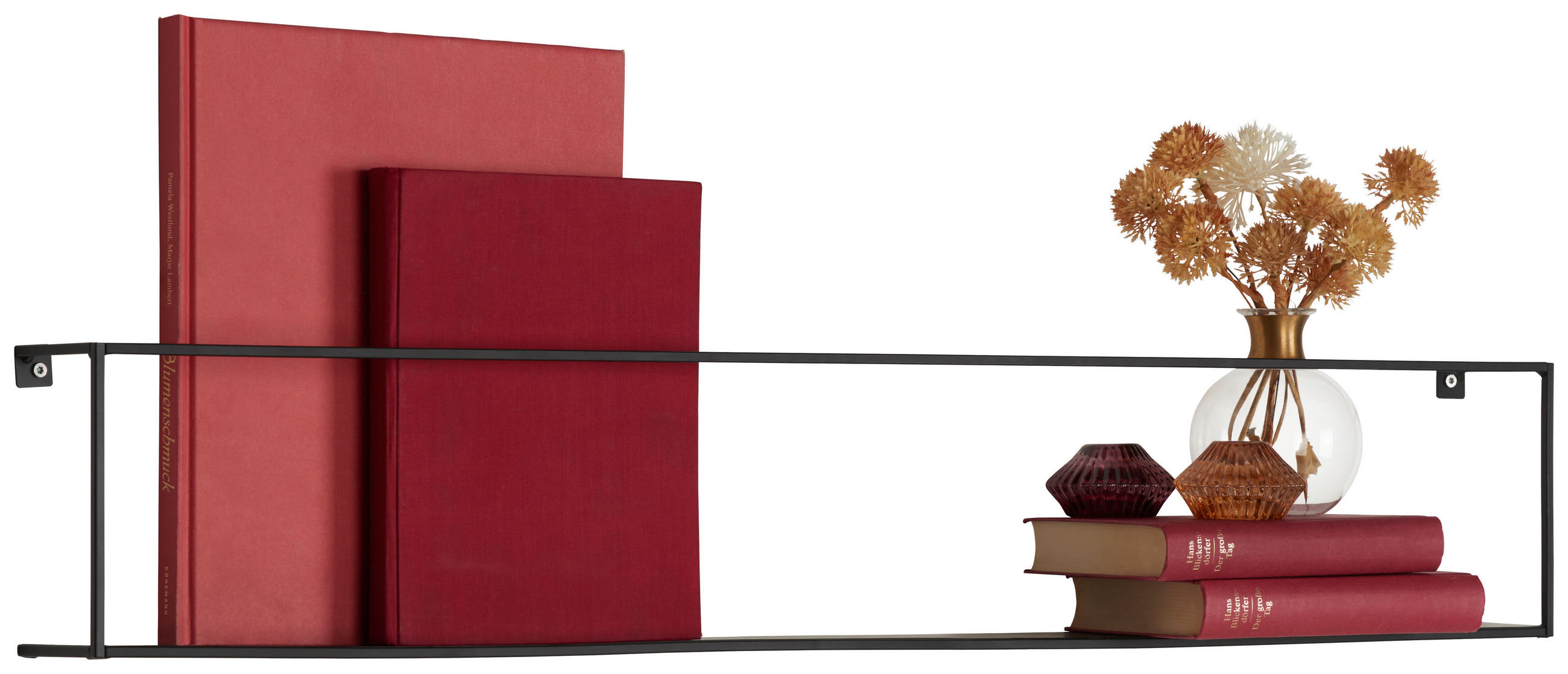 NÁSTENNÝ REGÁL, čierna - čierna, Trend, kov (100/16/8cm) - Landscape