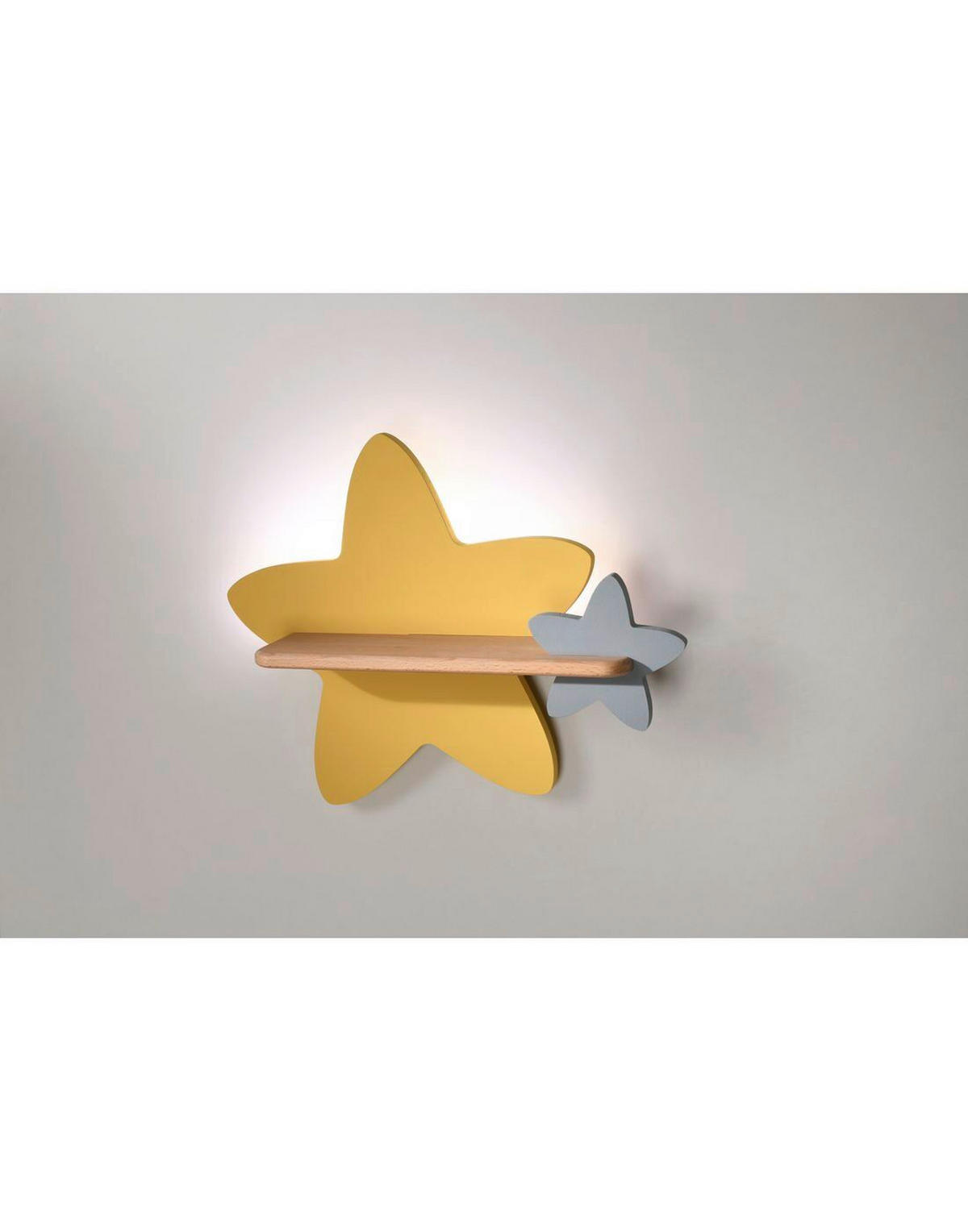 VÄGGLAMPA FÖR BARN Star 40/12/31 cm   - grå/guldfärgad, Basics, metall/trämaterial (40/12/31cm)