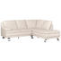 Ecksofa Echtleder Rücken echt - Creme/Alufarben, KONVENTIONELL, Leder/Metall (246/220cm) - Celina Home