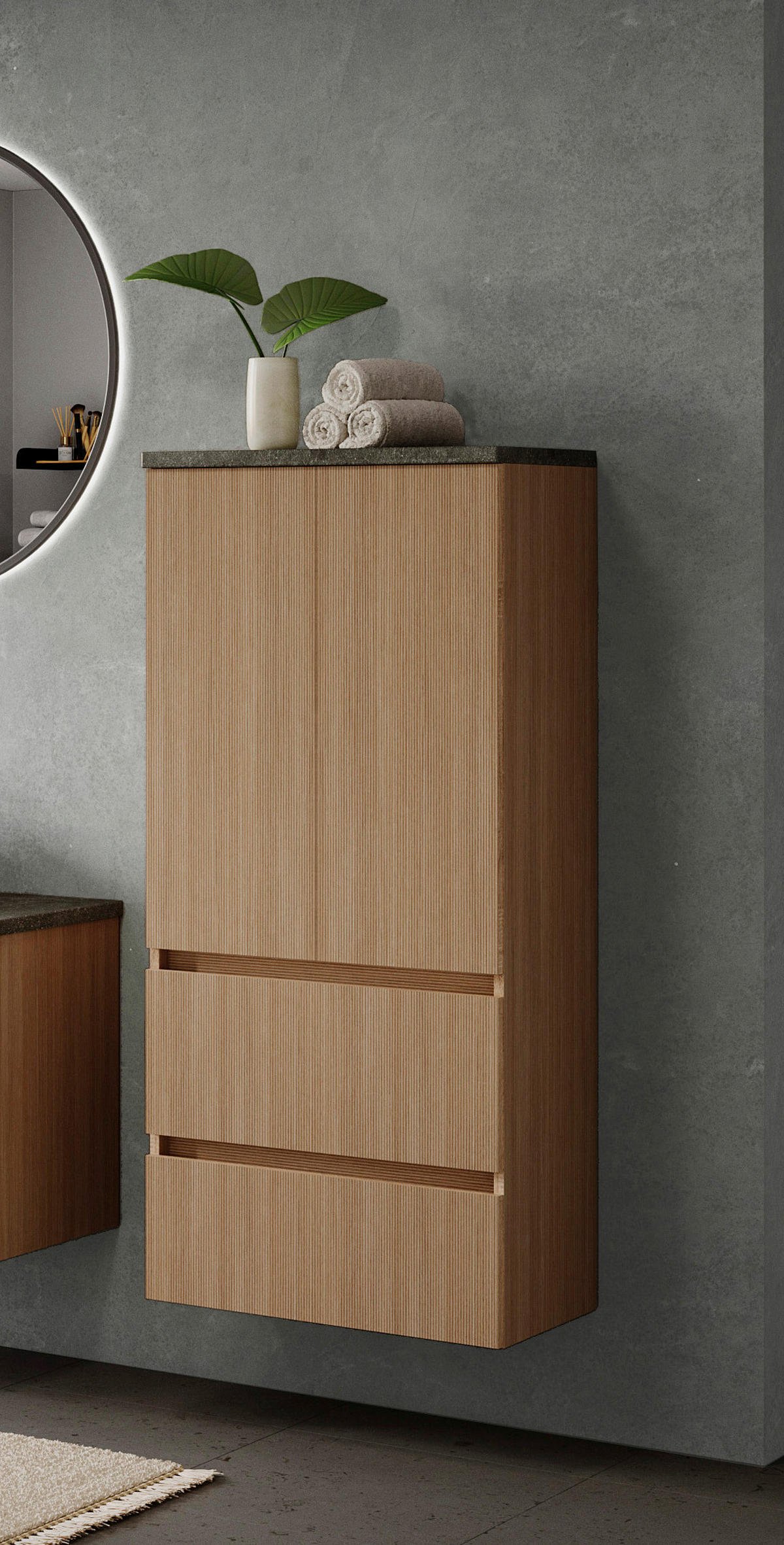 MIDISCHRANK 60/131/35 cm  - Eichefarben/Silberfarben, KONVENTIONELL, Holzwerkstoff/Kunststoff (60/131/35cm) - Xora