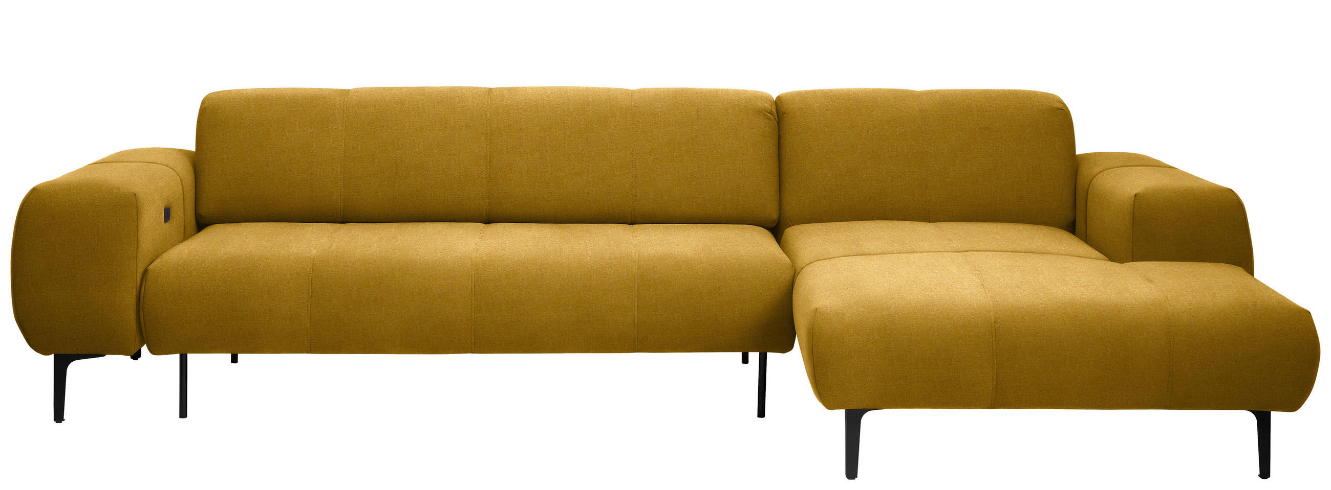 ECKSOFA in Chenille Currygelb  - Currygelb/Schwarz, Design, Textil/Metall (311/167cm) - Xora