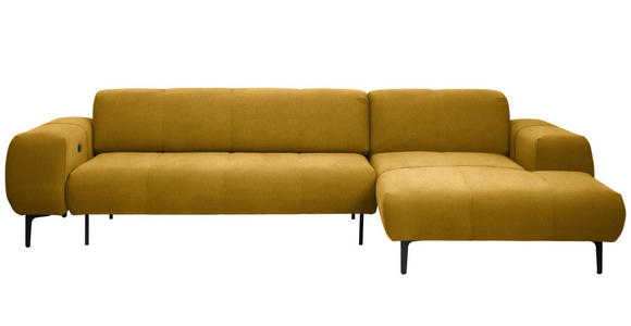 ECKSOFA in Chenille Currygelb  311/167 cm  - Currygelb/Schwarz, Design, Textil/Metall (311/167cm) - Xora