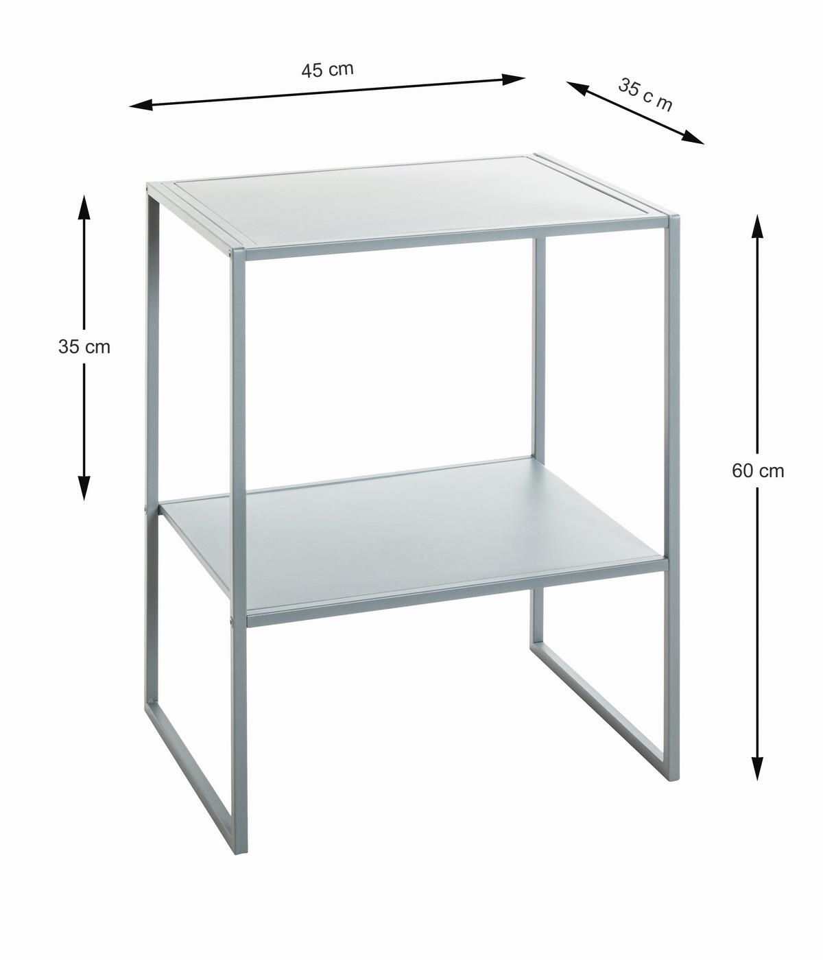 BEISTELLTISCH 45/35/60 cm Grau rechteckig  - Grau, Trend, Metall (45/35/60cm)
