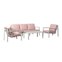 GARTENSET 4-teilig Webstoff Aluminium 4-teilig  - Beige/Rosa, MODERN, Textil/Metall - Amatio