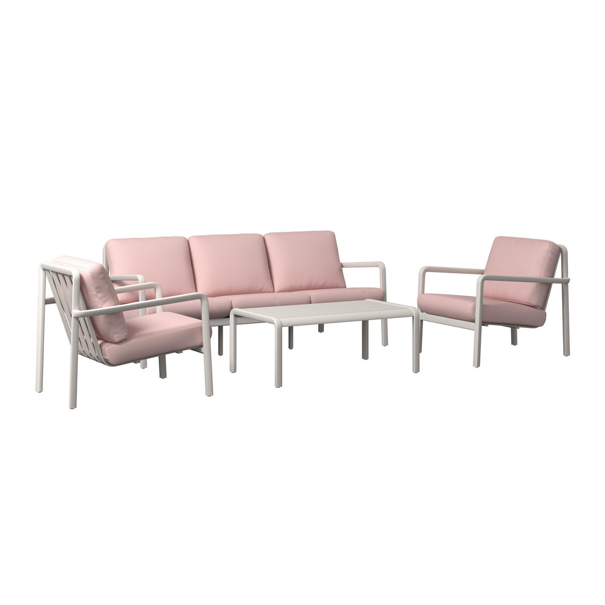 GARTENSET 4-teilig Webstoff Aluminium 4-teilig  - Beige/Rosa, MODERN, Textil/Metall - Amatio