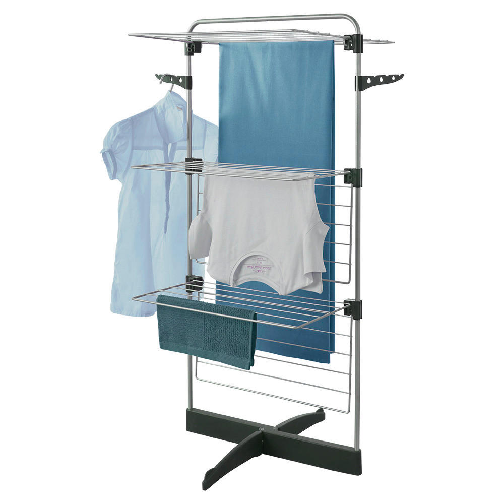 Thumbnail - Metaltex Turmwäschetrockner Thunder, Silber, Metall, Kunststoff, 58x123x54 cm, Made in Italy, klappbar, Kleiderbügelhalt...