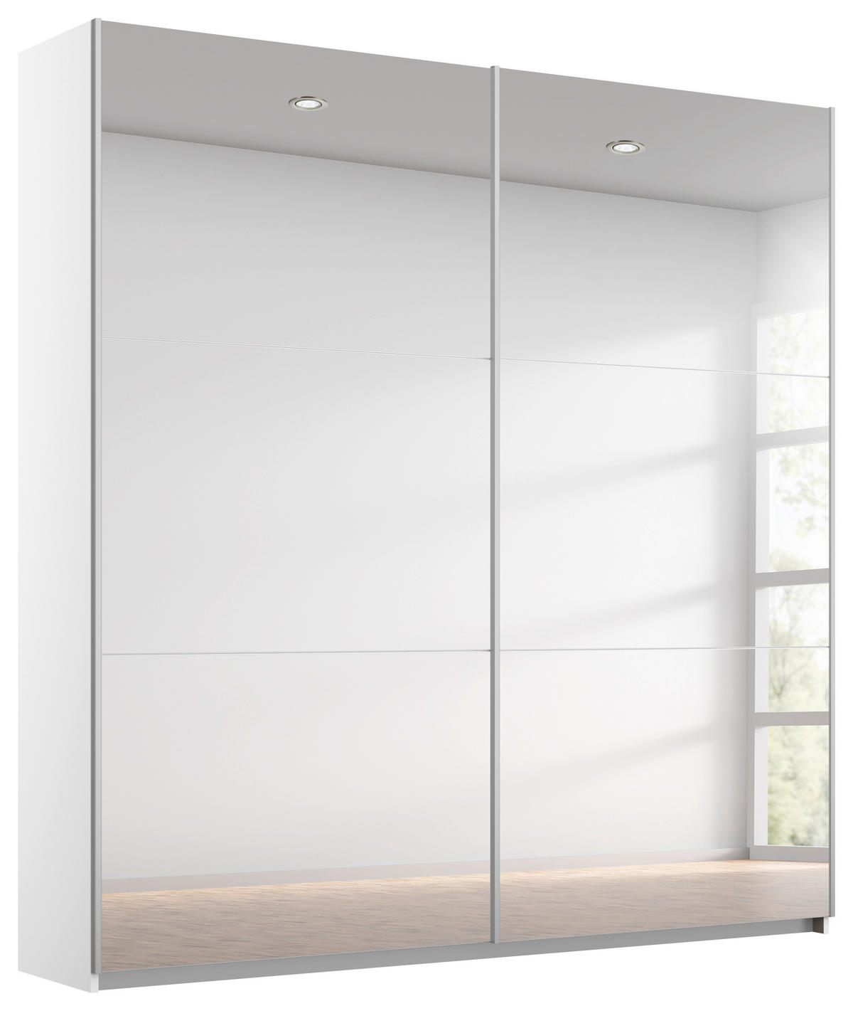 DULAP CU UșI CULISANTE in alb  - alb/culoare aluminiu, Modern, metal/material pe bază de lemn (175/210/59cm) - Hom`in