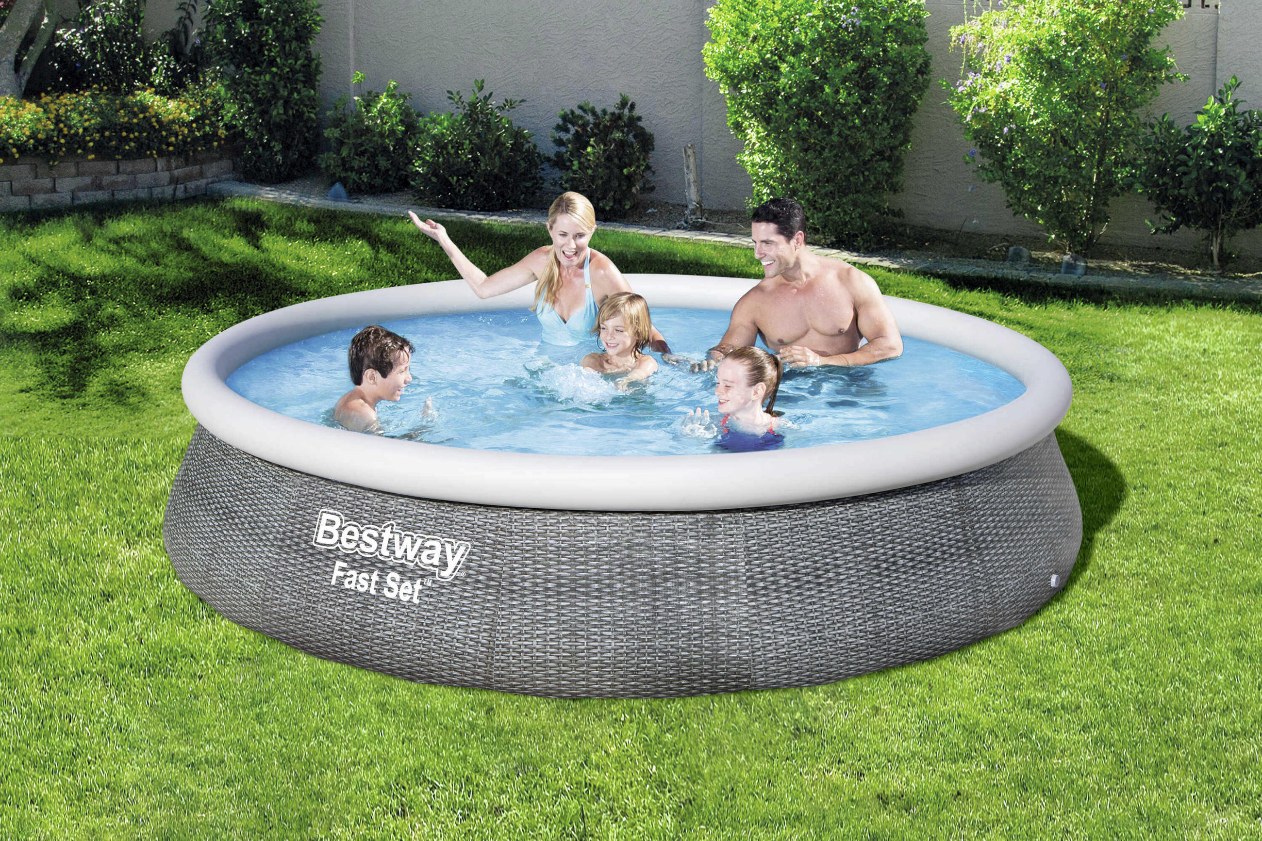 POOL 396/84 cm  - vit/blå, Klassisk, plast (396/84cm) - Bestway
