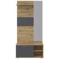 PREDSOBLJE  antracit, hrast Artisan  - hrast Artisan/antracit, Konvencionalno, drvni materijal (90/194/31cm) - Boxxx