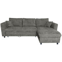 ECKSOFA Blaugrau Flachgewebe Zierkissen, Rückenkissen, Bettkasten, Schlaffunktion, Rücken echt, Liegefläche im Originalstoff  - Blaugrau/Schwarz, KONVENTIONELL, Textil/Metall (252/162cm) - Carryhome