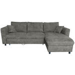 ECKSOFA Grau Flachgewebe Zierkissen, Rückenkissen, Bettkasten, Schlaffunktion, Rücken echt, Liegefläche im Originalstoff  - Blaugrau/Schwarz, KONVENTIONELL, Textil/Metall (252/162cm) - Carryhome