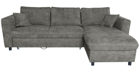 ECKSOFA Blaugrau Flachgewebe Zierkissen, Rückenkissen, Bettkasten, Schlaffunktion, Rücken echt, Liegefläche im Originalstoff  - Blaugrau/Schwarz, KONVENTIONELL, Textil/Metall (252/162cm) - Carryhome