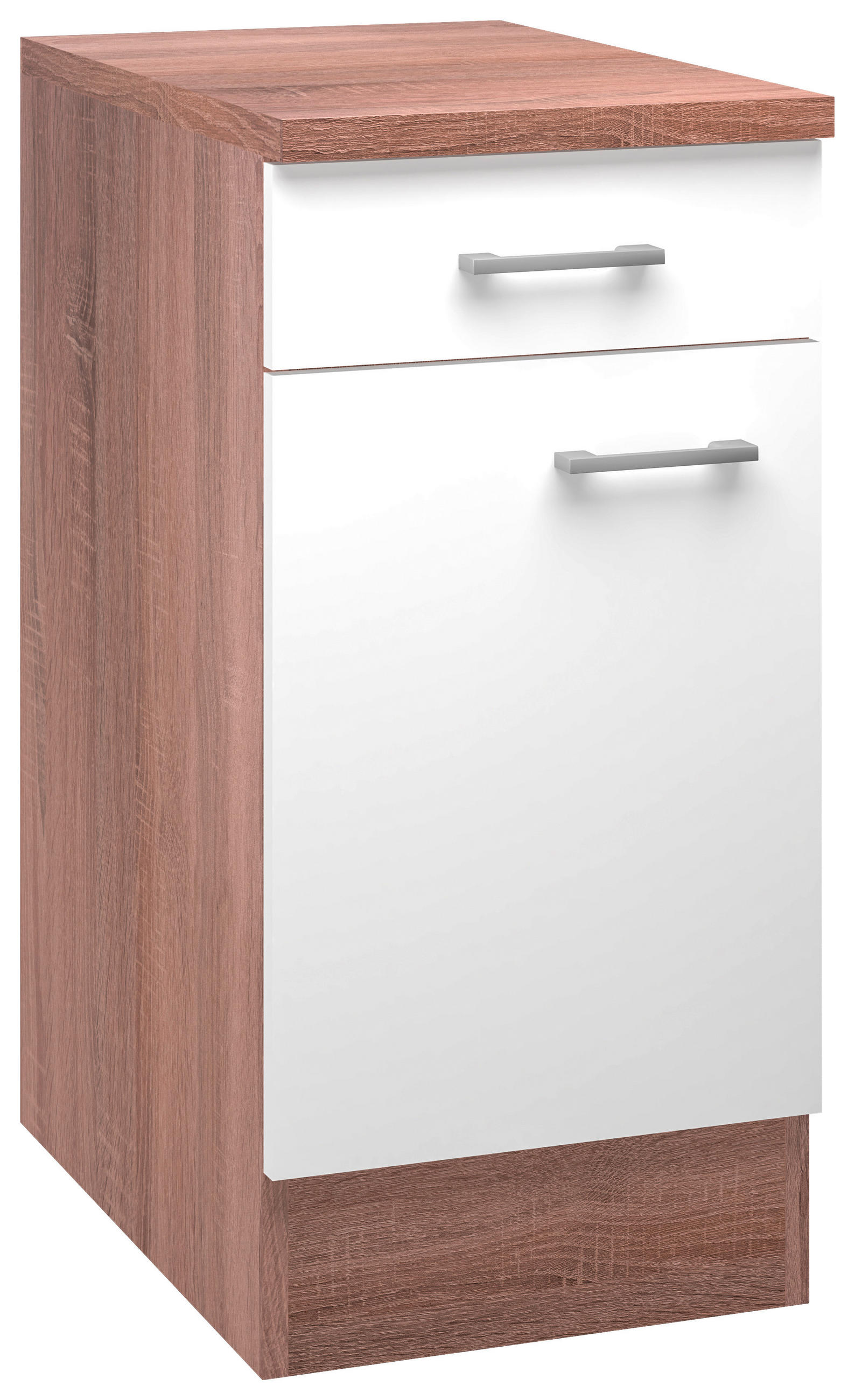 Thumbnail - FlexWell Küchenunterschrank, Weiß, Sonoma Eiche, Kunststoff, 1 Fächer, 1 Schubladen, einzeln stellbar, 40x85x57 cm, Made...