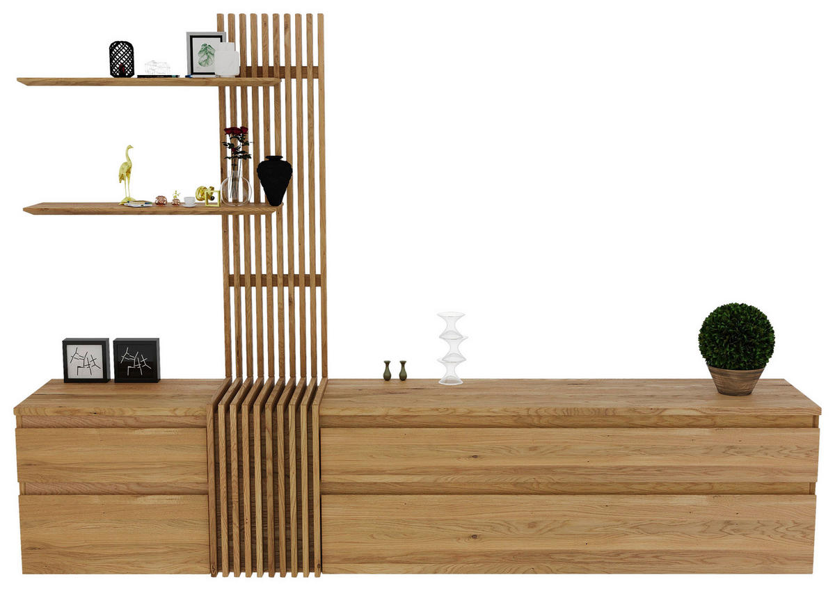 TV-SZEKRÉNY  - tölgyfa színű, Natur, fa - Linea Natura