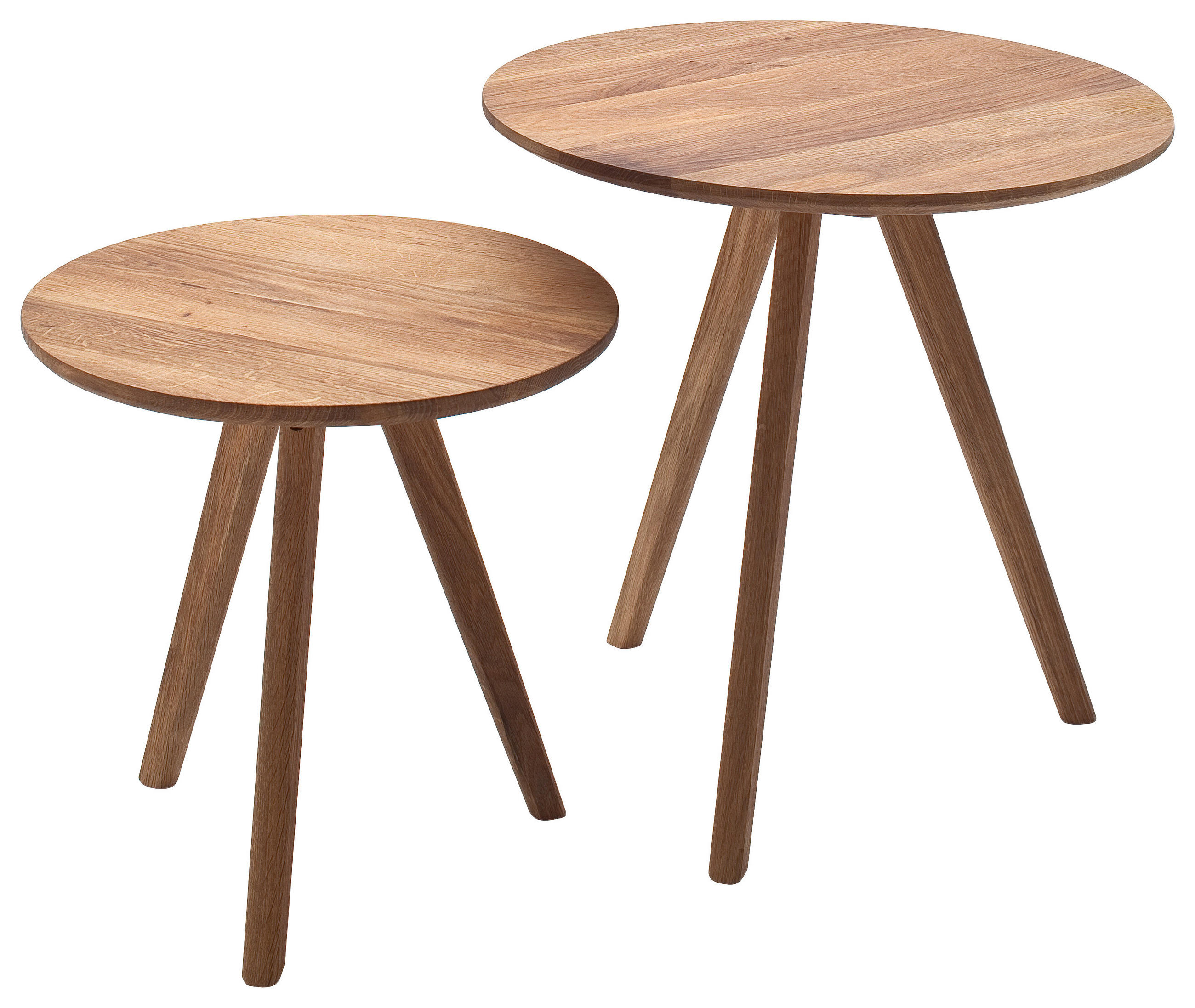 COUCHTISCHSET Eiche massiv rund Naturfarben, Eichefarben  - Eichefarben/Naturfarben, MODERN, Holz (40-50/40-50/40-45cm) - Xora