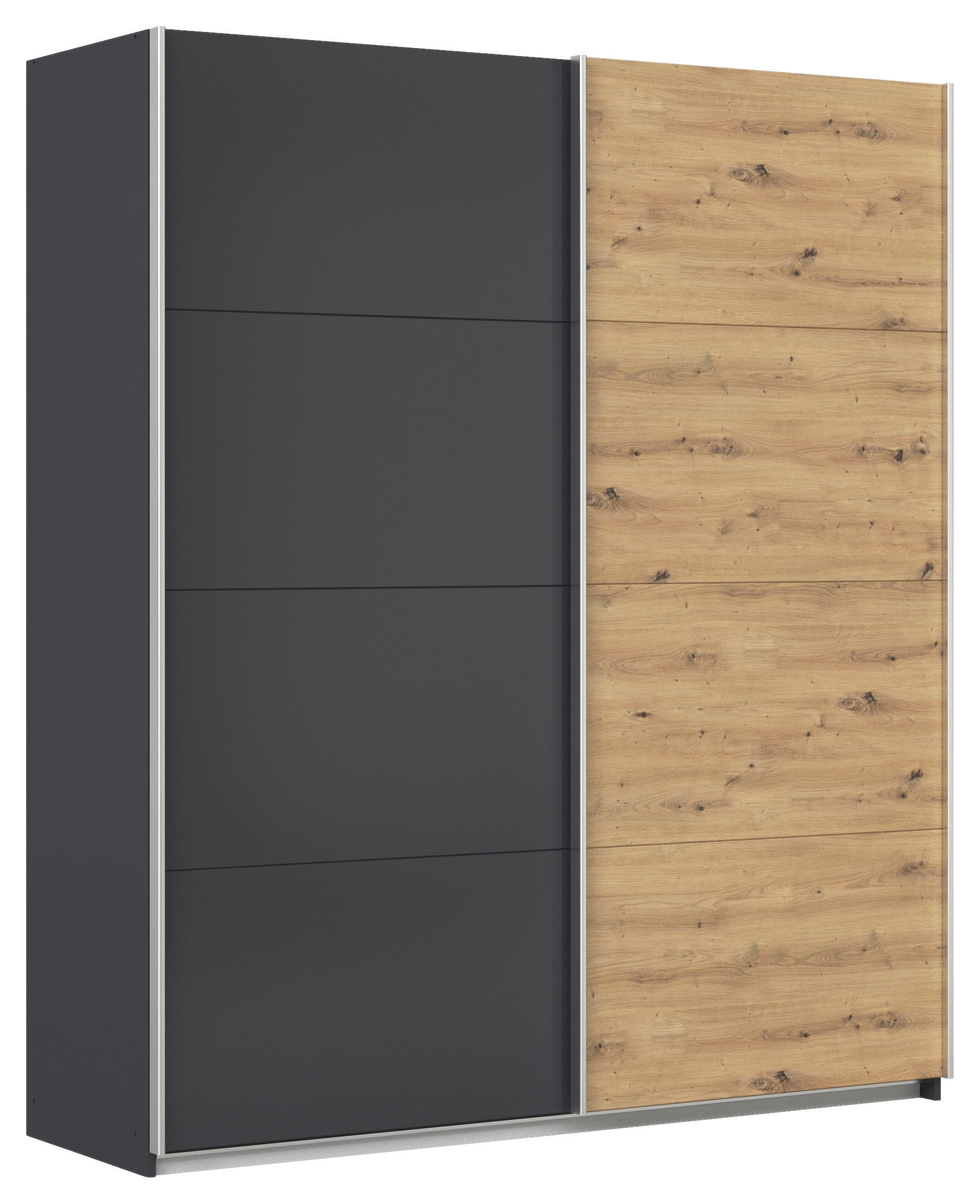 Schwebetürenschrank B: 181cm Feldkirch Grau/Eiche Dekor