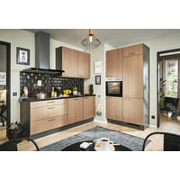 ECKKÜCHE 220/120 cm  in Graphitfarben, Schwarz, Eichefarben  - Eichefarben/Schwarz, Design, Holzwerkstoff/Metall (220/120cm) - Xora