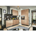 ECKKÜCHE 220/120 cm  in Graphitfarben, Schwarz, Eichefarben  - Eichefarben/Schwarz, Design, Holzwerkstoff/Metall (220/120cm) - Xora