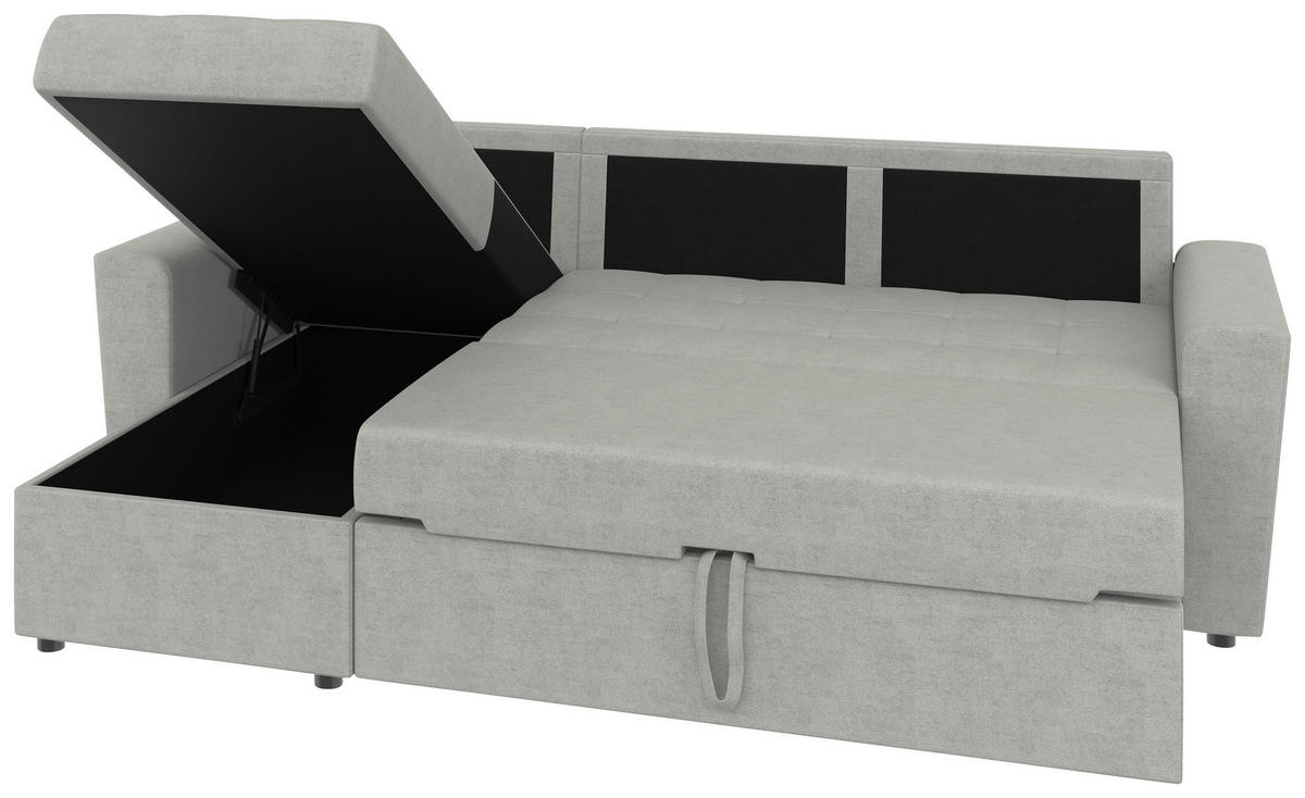 ECKSOFA TERMOLI in Jacquard Hellgrau  155/231 cm  - Hellgrau/Schwarz, Design, Kunststoff/Textil (155/231cm) - MID.YOU