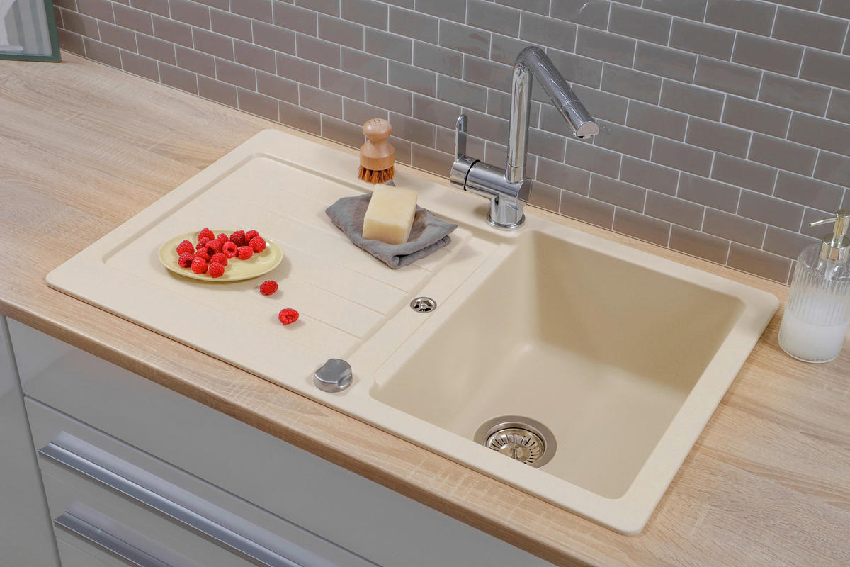 SPÜLE AUSTIN86X50V  - Creme, Design, Stein (86/21/50cm) - Respekta
