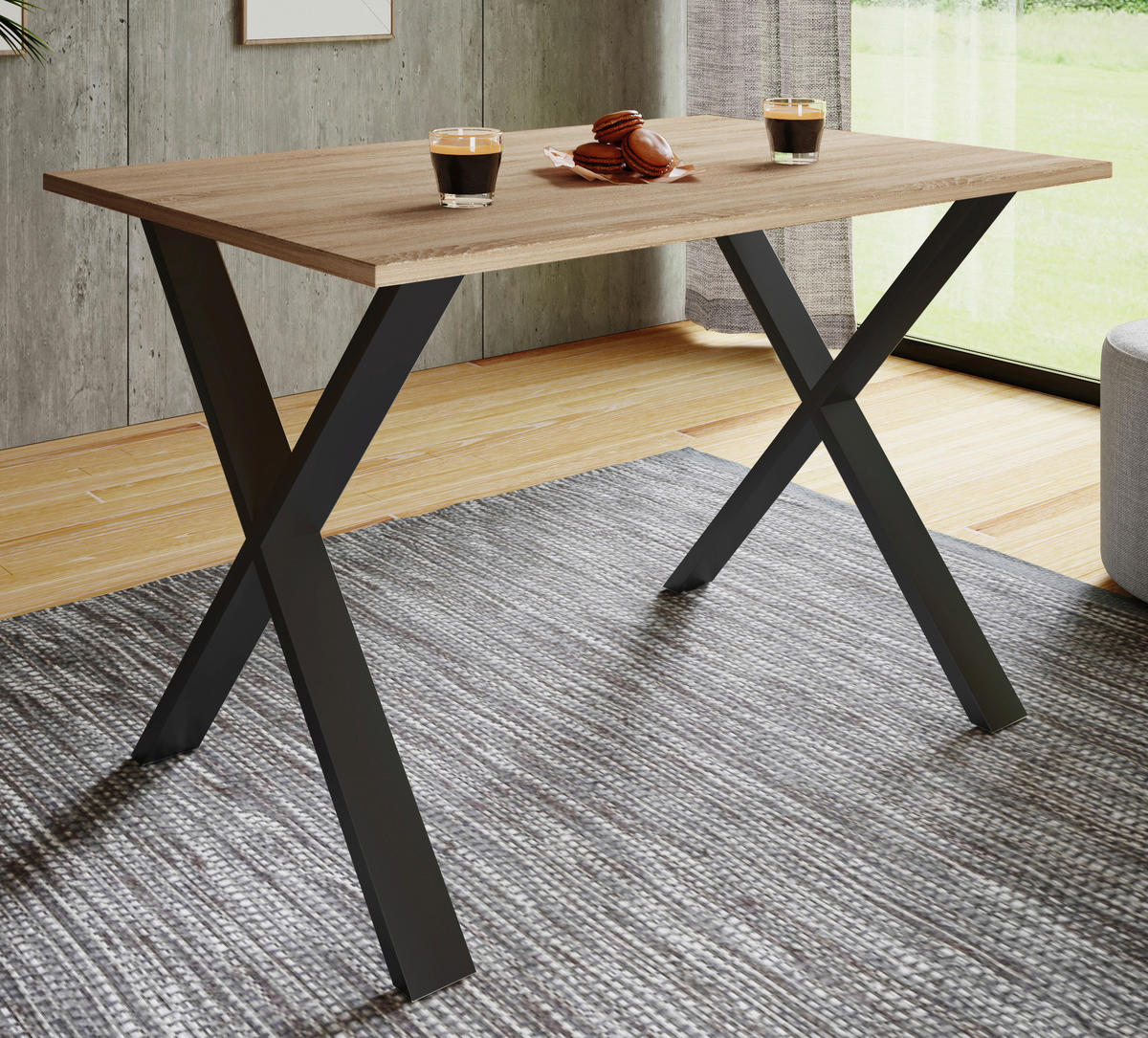 ESSTISCH rechteckig Schwarz, Sonoma Eiche  - Schwarz/Sonoma Eiche, Basics, Holzwerkstoff/Metall (80cm) - MID.YOU